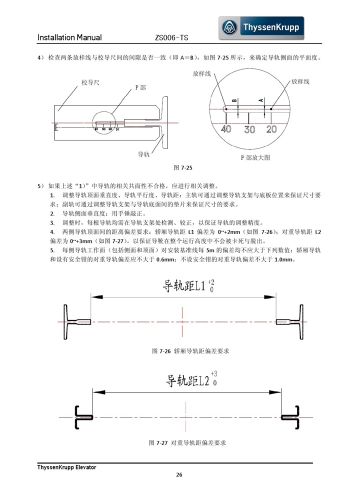 蒂森克虏伯无机房电梯安装手册